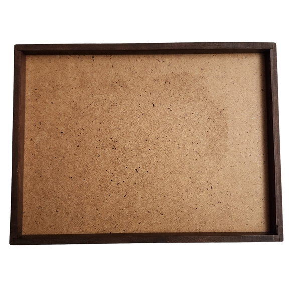 Vintage Needlepoint Glass Brown Wooden Decorative Lap Tray 12.5"  - Picture 2 of 6